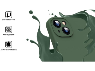 Apple iPhone 15 Plus Liquid Silikon Case  Kameraschutz Hülle forest