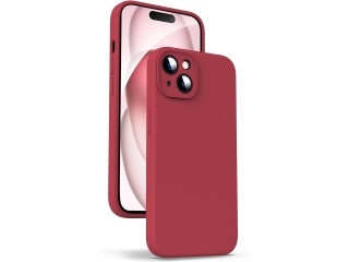 Apple iPhone 15 Plus Liquid Silikon Case  Kameraschutz Hülle ruby red
