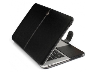 MacBook Air 13" Lederhülle Aufklappbare Slim Tasche Cover in Schwarz