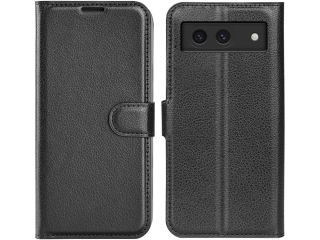 Google Pixel 8a Lederhülle Portemonnaie Karten Etui schwarz