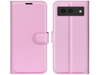 Google Pixel 8a Lederhülle Portemonnaie Karten Etui rosa