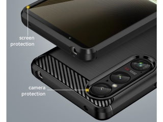 Sony Xperia 1 VI Carbon Gummi Hülle TPU Case schwarz