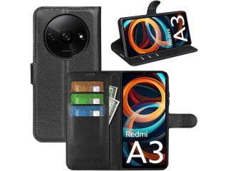 Xiaomi Redmi A3 Lederhülle Portemonnaie Karten Etui schwarz