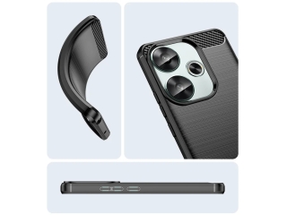 Xiaomi Poco F6 Carbon Gummi Hülle TPU Case schwarz