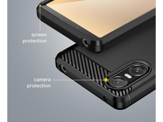 Sony Xperia 10 VI Carbon Gummi Hülle TPU Case schwarz