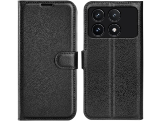 Xiaomi Poco F6 Pro Lederhülle Portemonnaie Karten Etui schwarz