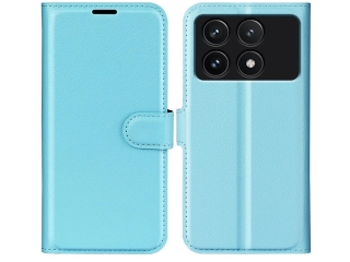Xiaomi Poco F6 Pro Lederhülle Portemonnaie Karten Etui hellblau