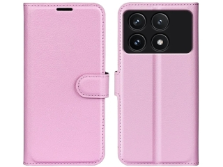 Xiaomi Poco F6 Pro Lederhülle Portemonnaie Karten Etui rosa