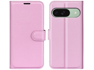 Google Pixel 9 Lederhülle Portemonnaie Karten Etui rosa