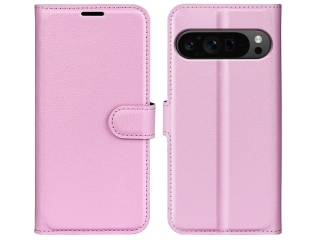Google Pixel 9 Pro XL Lederhülle Portemonnaie Karten Etui rosa