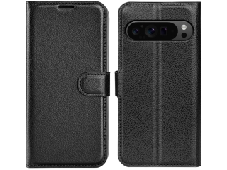 Google Pixel 9 Pro Lederhülle Portemonnaie Karten Etui schwarz