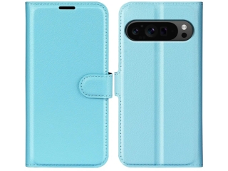 Google Pixel 9 Pro Lederhülle Portemonnaie Karten Etui hellblau