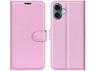 Apple iPhone 16 Lederhülle Portemonnaie Karten Etui rosa