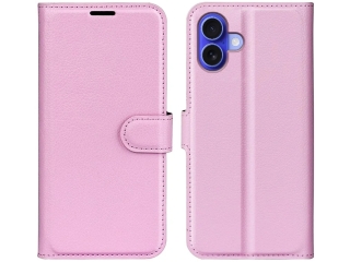 Apple iPhone 16 Plus Lederhülle Portemonnaie Karten Etui rosa