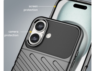 Apple iPhone 16 Plus SpaceCase Stripes Impact-Resistant Hülle schwarz