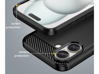 Apple iPhone 16 Plus Carbon Gummi Hülle TPU Case schwarz