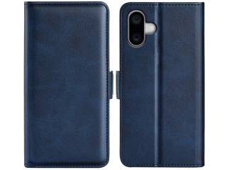 Apple iPhone 16 Plus Leder Hülle Karten Ledertasche dunkelblau