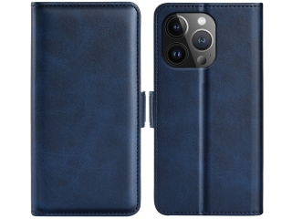 Apple iPhone 16 Pro Leder Hülle Karten Ledertasche dunkelblau