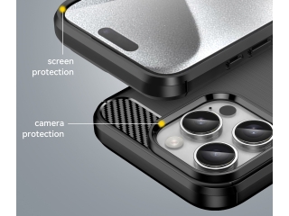 Apple iPhone 16 Pro Max Carbon Gummi Hülle TPU Case schwarz