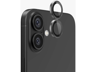 Apple iPhone 16 Kameraschutz Glas mit Aluminiumrahmen schwarz