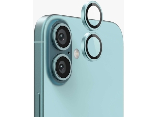 Apple iPhone 16 Kameraschutz Glas mit Aluminiumrahmen teal