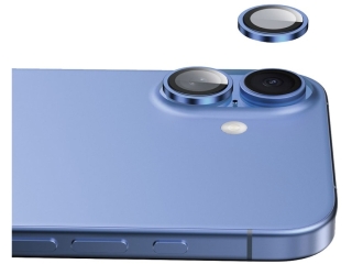 Apple iPhone 16 Plus Kameraschutz Glas mit Aluminiumrahmen ultramarin