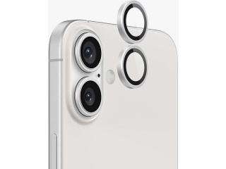 Apple iPhone 16 Plus Kameraschutz Glas mit Aluminiumrahmen silber