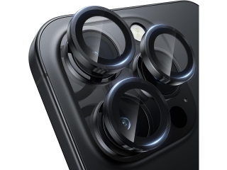 Apple iPhone 16 Pro Kameraschutz Glas mit Aluminiumrahmen schwarz