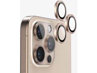Apple iPhone 16 Pro Kameraschutz Glas mit Aluminiumrahmen desert