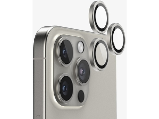 Apple iPhone 16 Pro Kameraschutz Glas mit Aluminiumrahmen natural