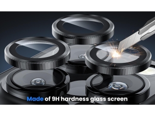 Apple iPhone 16 Pro Max Kameraschutz Glas mit Aluminiumrahmen schwarz