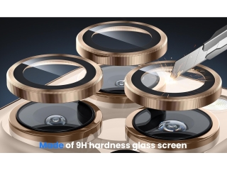 Apple iPhone 16 Pro Max Kameraschutz Glas mit Aluminiumrahmen desert