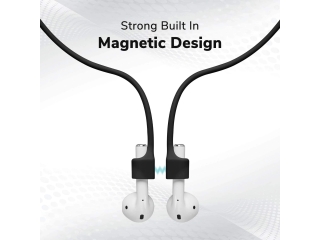 Magnetisches Silikon Umhängeband für Apple AirPods schwarz