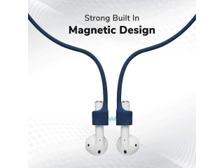 Magnetisches Silikon Umhängeband für Apple AirPods navyblau
