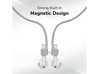 Magnetisches Silikon Umhängeband für Apple AirPods hellgrau