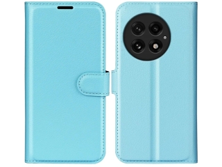 OnePlus 13 Lederhülle Portemonnaie Karten Etui hellblau