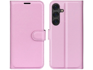 Samsung Galaxy S25 Lederhülle Portemonnaie Karten Etui rosa