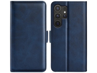 Samsung Galaxy S25 Ultra Leder Hülle Karten Ledertasche dunkelblau