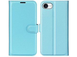 Apple iPhone 16e Lederhülle Portemonnaie Karten Etui hellblau