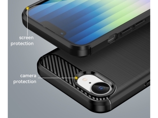 Apple iPhone 16e Carbon Gummi Hülle TPU Case schwarz