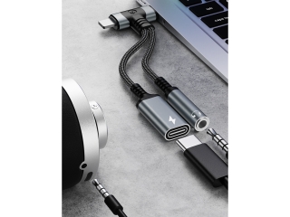 USB Type C & Lightning zu 3.5mm Klinke Kopfhörer + Charge Splitter