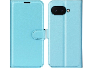Google Pixel 9a Lederhülle Portemonnaie Karten Etui hellblau