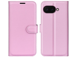 Google Pixel 9a Lederhülle Portemonnaie Karten Etui rosa