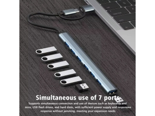 7-Port USB 3.0 Hub & USB-C Adapter