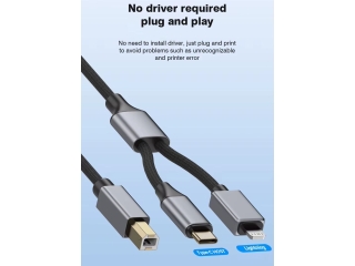 USB-C/Lightning zu USB Typ B Kabel für Midi Musik & Drucker, HDDs 1.5m