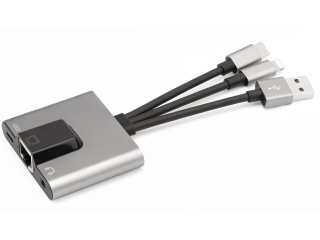 3-in-1 USB-C/USB-A Lightning Multiport Adapter zu Ethernet 3.5mm Audio