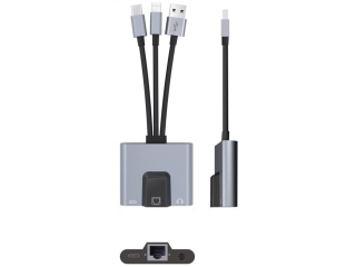3-in-1 USB-C/USB-A Lightning Multiport Adapter zu Ethernet 3.5mm Audio