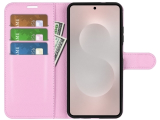 Samsung Galaxy S25 Edge Lederhülle Portemonnaie Karten Etui rosa