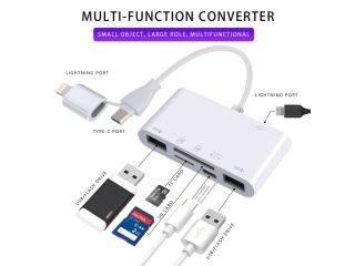 6-in-1 USB-C & Lightning Photo Camera Cardreader USB 3.0 OTG Adapter