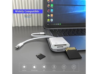 Dual iPhone Camera Storage Card Reader USB-C Lightning Mobile Sync
